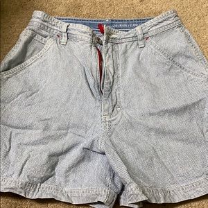 Pinstripe Denim Shorts